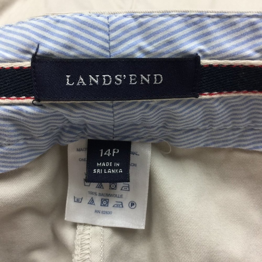 Land's End Chino Skort Skirt Size 14P Womans Petite Beige KHAKI Buttons Pockets - Picture 3 of 14